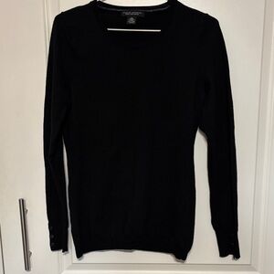 Banana Republic Black Crewneck Sweater with Button Cuffs